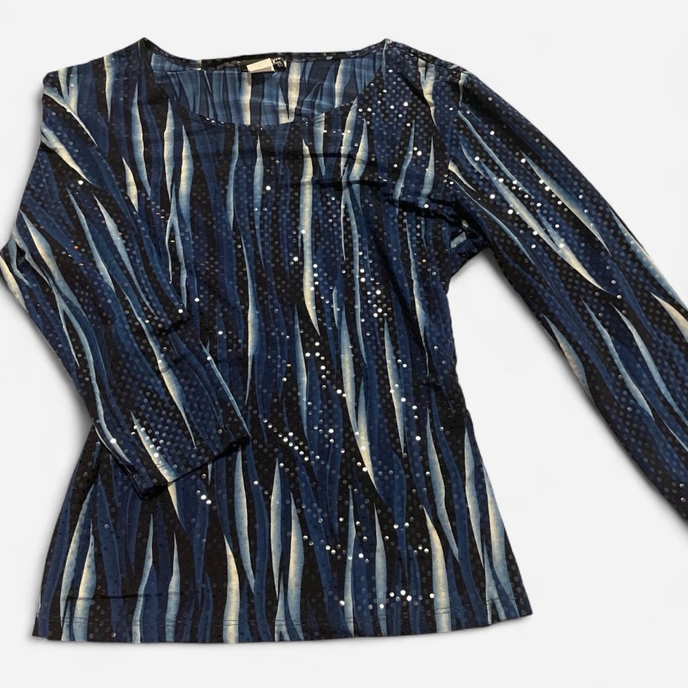 Fashion Bug Blue and White Long Sleeve Top
